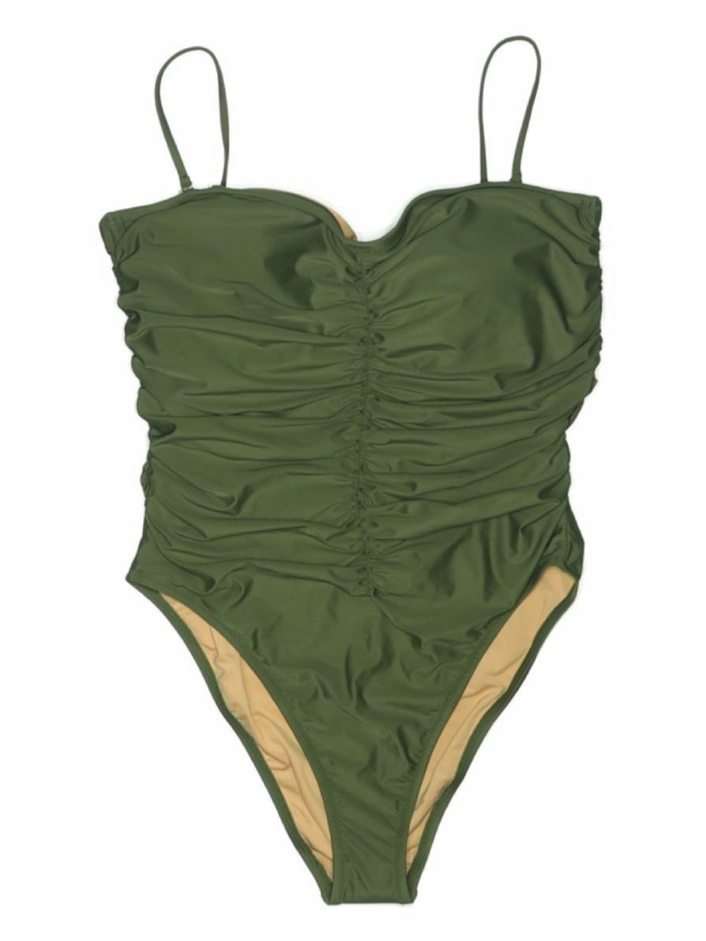 J. Crew Olive Green Ruched One-Piece Swimsuit